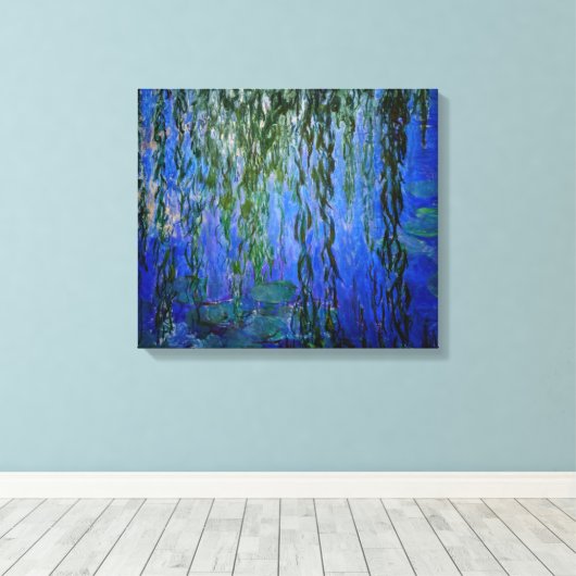 Claude Monet - Water Lilies met sluipende wilg Canvas Afdruk (Insitu (Houten vloer))