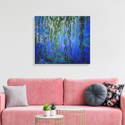 Claude Monet - Water Lilies met sluipende wilg Canvas Afdruk (Insitu (Woonkamer))