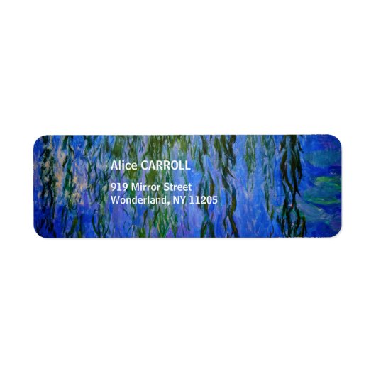Claude Monet - Water Lilies met sluipende wilg Etiket (Voorkant)