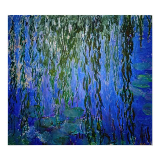 Claude Monet - Water Lilies met sluipende wilg Foto Afdruk (Voorkant)