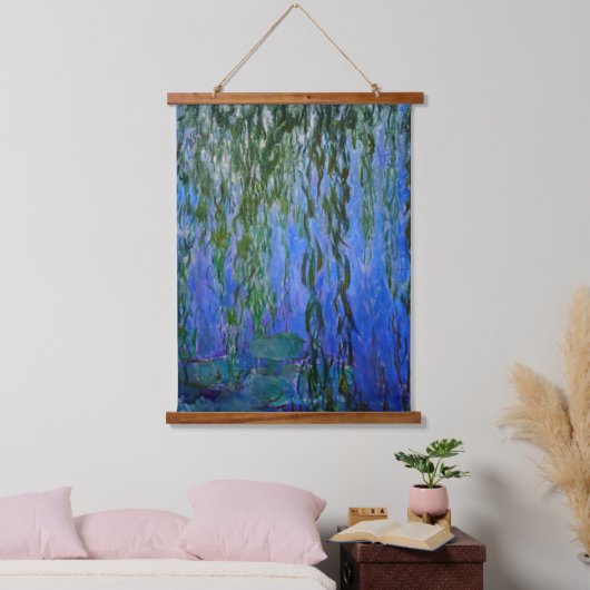 Claude Monet - Water Lilies met sluipende wilg Hangend Wandkleed (Slaapkamer)
