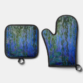Claude Monet - Water Lilies met sluipende wilg Ovenwant & Pannenlap Set (Voorkant)