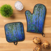 Claude Monet - Water Lilies met sluipende wilg Ovenwant & Pannenlap Set (Top down)