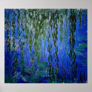 Claude Monet - Water Lilies met sluipende wilg Poster