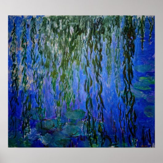 Claude Monet - Water Lilies met sluipende wilg Poster (Voorkant)