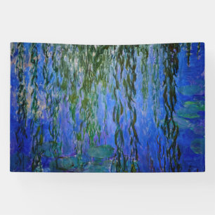 Claude Monet - Water Lilies met sluipende wilg Spandoek