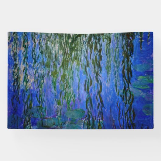 Claude Monet - Water Lilies met sluipende wilg Spandoek (Horizontaal)