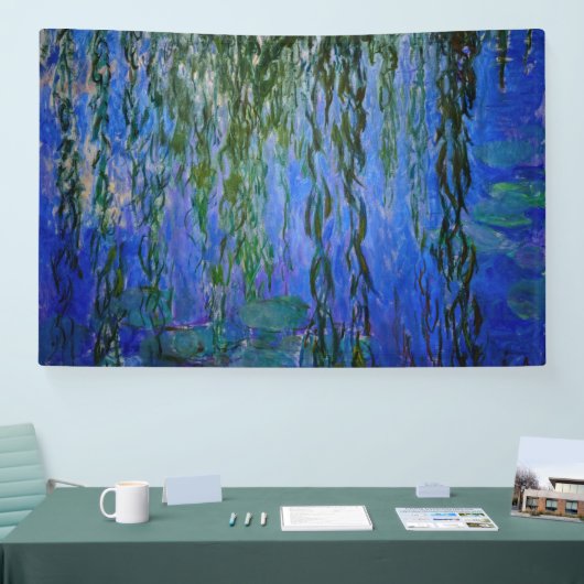 Claude Monet - Water Lilies met sluipende wilg Spandoek (Beurs)