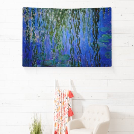 Claude Monet - Water Lilies met sluipende wilg Spandoek (Insitu)