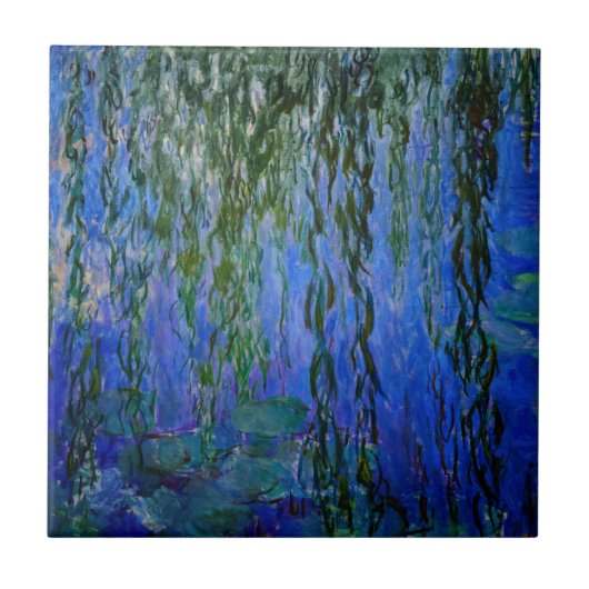 Claude Monet - Water Lilies met sluipende wilg Tegeltje (Voorkant)