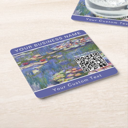 Claude Monet - Water Lilies / Nympheas - QR-code Kartonnen Onderzetters (Schuin)