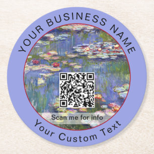 Claude Monet - Water Lilies / Nympheas - QR-code Ronde Kartonnen Onderzetter