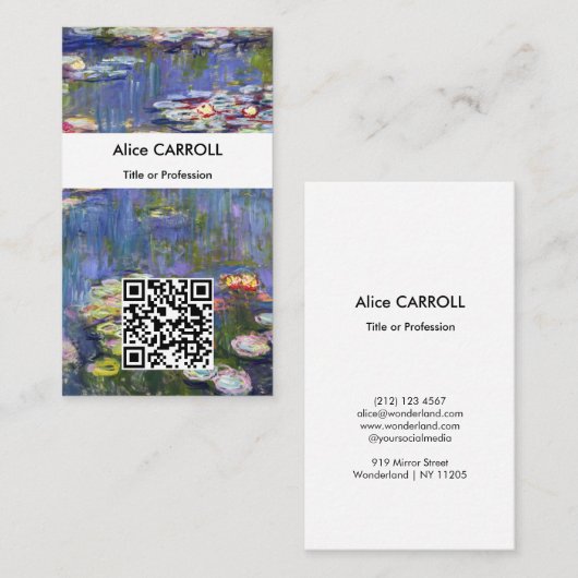 Claude Monet - Water Lilies / Nympheas - QR-code Visitekaartje (Voorkant / Achterkant)
