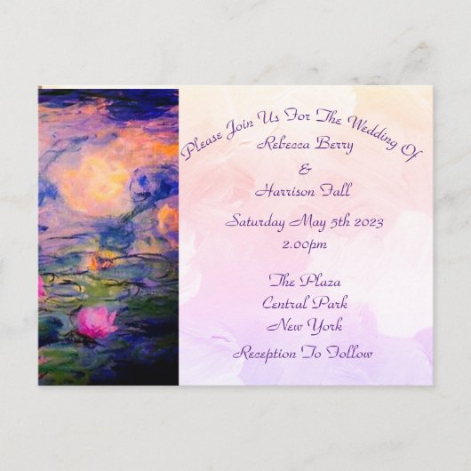 Claude Monet  Water Lilies Wedding Invitat Briefkaart (Voorkant)
