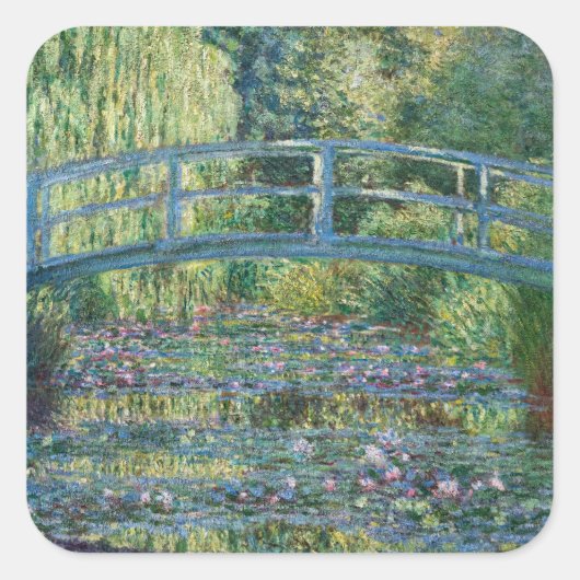 Claude Monet - Water Lily pond, Green Harmony Vierkante Sticker (Voorkant)