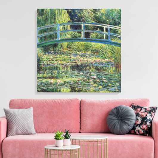 Claude Monet - Water Lily Pond & Japanse brug Canvas Afdruk (Insitu (Woonkamer))