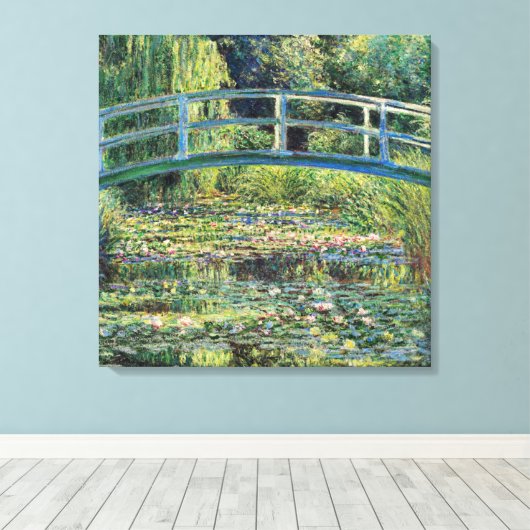 Claude Monet - Water Lily Pond & Japanse brug Canvas Afdruk (Insitu (Houten vloer))