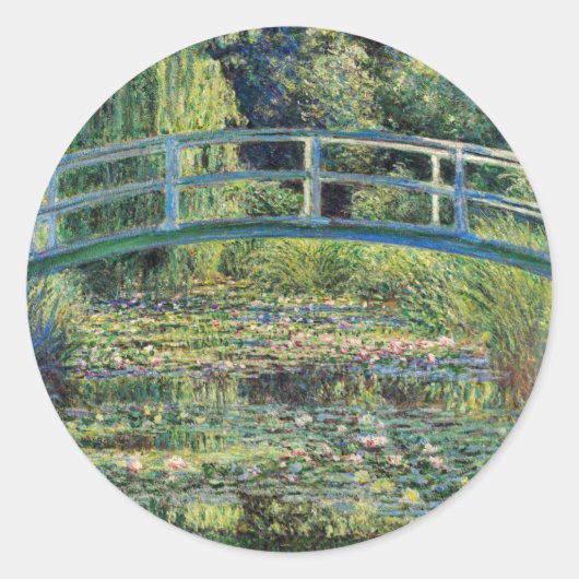 Claude Monet - Water Lily Pond & Japanse brug Ronde Sticker (Voorkant)