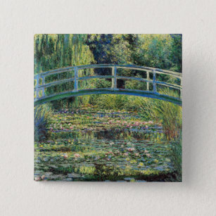 Claude Monet - Water Lily Pond & Japanse brug Vierkante Button 5,1 Cm
