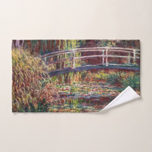 Claude Monet - Water Lily pond, Roze Harmony Bad Handdoek (Handdoek)