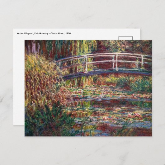 Claude Monet - Water Lily pond, Roze Harmony Briefkaart (Voorkant / Achterkant)