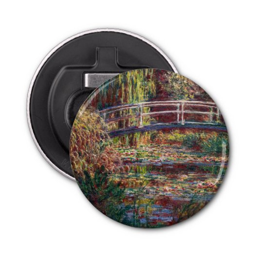 Claude Monet - Water Lily pond, Roze Harmony Button Flesopener (Voorkant)