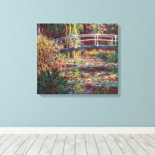 Claude Monet - Water Lily pond, Roze Harmony Canvas Afdruk (Insitu (Houten vloer))