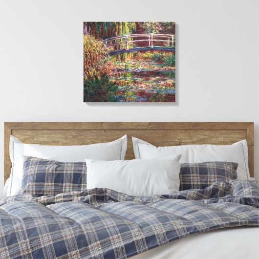 Claude Monet - Water Lily pond, Roze Harmony Canvas Afdruk (Insitu (Slaapkamer))