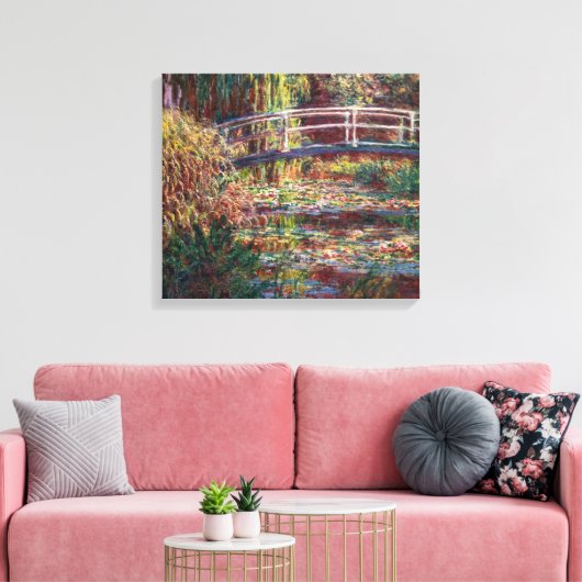 Claude Monet - Water Lily pond, Roze Harmony Canvas Afdruk (Insitu (Woonkamer))