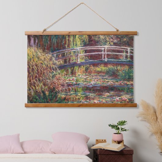 Claude Monet - Water Lily pond, Roze Harmony Hangend Wandkleed (Slaapkamer)