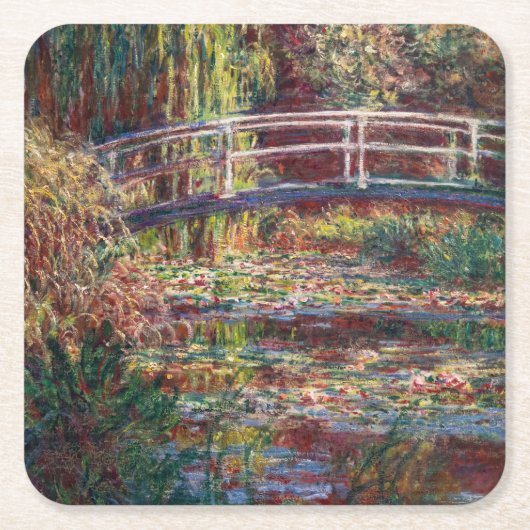 Claude Monet - Water Lily pond, Roze Harmony Kartonnen Onderzetters (Voorkant)