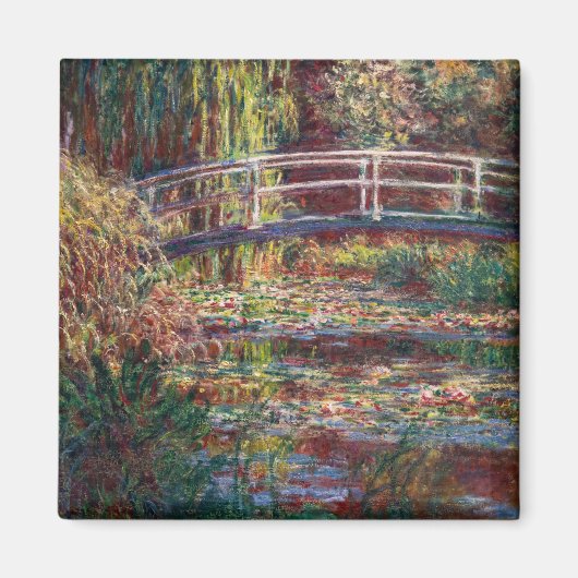 Claude Monet - Water Lily pond, Roze Harmony Magneet (Voorkant)