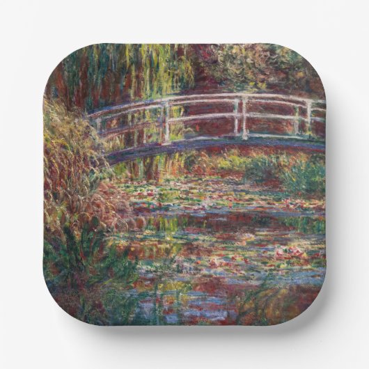 Claude Monet - Water Lily pond, Roze Harmony Papieren Bordje (Voorkant)
