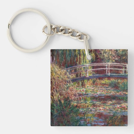 Claude Monet - Water Lily pond, Roze Harmony Sleutelhanger (Voorkant)