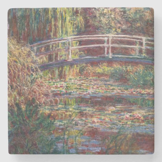 Claude Monet - Water Lily pond, Roze Harmony Stenen Onderzetter (Voorkant)