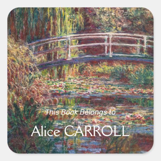 Claude Monet - Water Lily pond, Roze Harmony Vierkante Sticker (Voorkant)