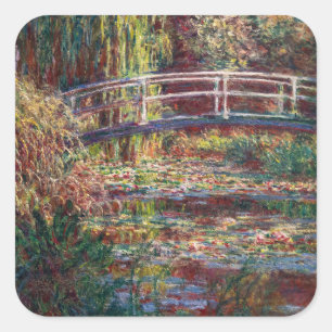 Claude Monet - Water Lily pond, Roze Harmony Vierkante Sticker