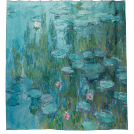Claude Monet, Waterlelies, 1915, Aqua Blue Douchegordijn