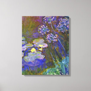 Claude Monet Waterlelies Agapanthus Canvas Afdruk