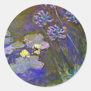 Claude Monet Waterlelies Agapanthus Vintage Kunst Ronde Sticker