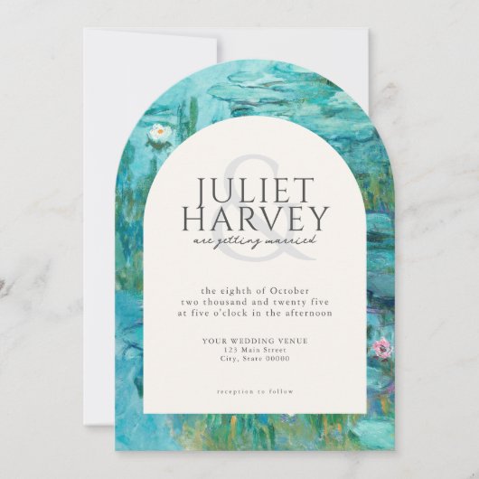 Claude Monet Waterlelies Bruiloft Kaart (Voorkant)