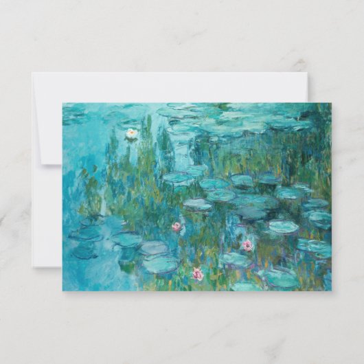 Claude Monet Waterlelies Bruiloft RSVP Kaartje (Achterkant)