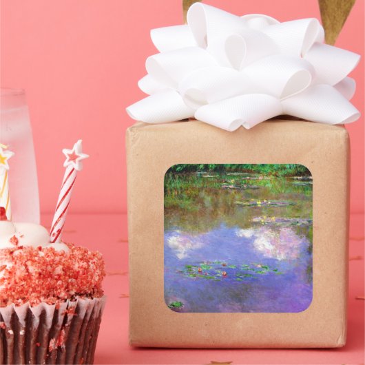 Claude Monet - Waterlelies, De Wolken, Vierkante Sticker (Feest)