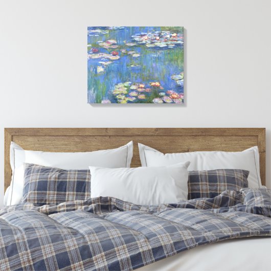 Claude Monet Waterlelies - Digitaal verbeterd Canvas Afdruk (Insitu (Slaapkamer))