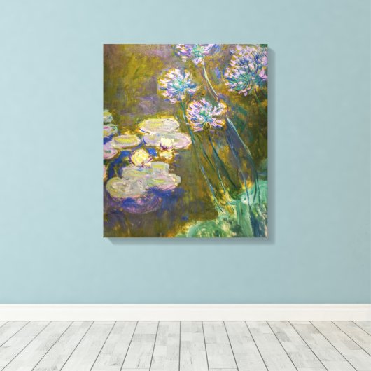 Claude Monet - Waterlelies en Agapanthus Canvas Afdruk (Insitu (Houten vloer))