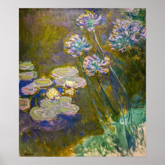 Claude Monet - Waterlelies en Agapanthus Poster (Voorkant)