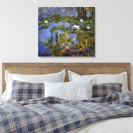 Claude Monet - Waterlelies in vijver Canvas Afdruk (Insitu (Slaapkamer))