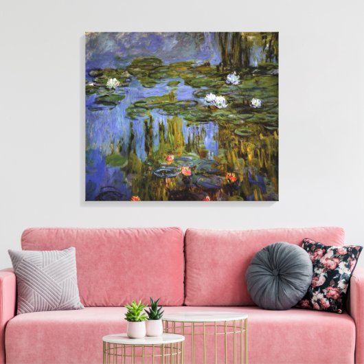 Claude Monet - Waterlelies in vijver Canvas Afdruk (Insitu (Woonkamer))