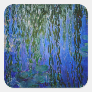 Claude Monet - Waterlelies met treurwilg Vierkante Sticker