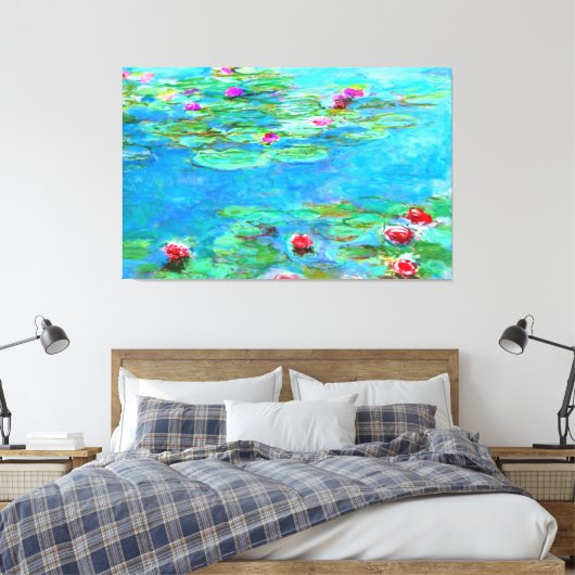 Claude Monet Waterlelies / Nymphéas Olieverfschild Canvas Afdruk (Insitu (Slaapkamer))